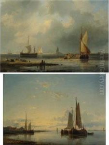 Sailboats In Harbor by Abraham Hulk Jun.