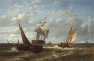 Dutch Craft And A Trader Off The Coast