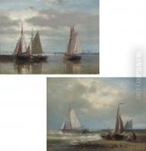 Fishermen Returning At The End Of The Day; And Unloading The Day's Catch by Abraham Hulk Jun.