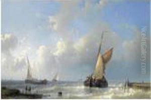 Fishing Boats In Choppy Waters by Abraham Hulk Jun.