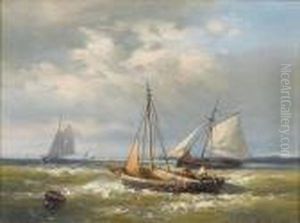 Shipping In A Calm; A Stiff Breeze by Abraham Hulk Jun.