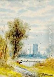 Three Works: The Town Pond, Valley Cottage, Quiet Pond by Abraham Hulk Jun.