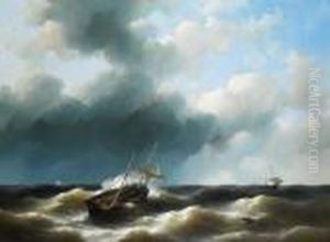 Segelschiff Auf Sturmischer See by Abraham Hulk Jun.