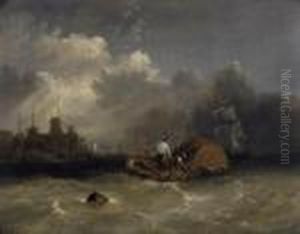 Fisherboat On The Coast With Upcoming Rain. Signed Lower Left: A. Hulk by Abraham Hulk Jun.