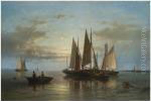 Boats Clustered By The Shore by Abraham Hulk Jun.