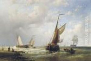 A Busy Dutch Waterway by Abraham Hulk Jun.