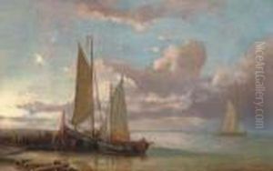 Moored Fishing Vessels At The End Of The Day by Abraham Hulk Jun.
