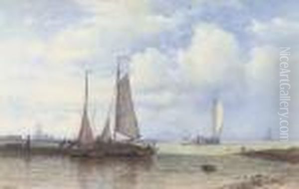 Barges On The Scheldt In The Early Morning Light - view 1