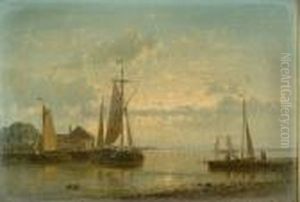 Moored Fishing Boats On A Calm; Putting Out On A Breezy Day