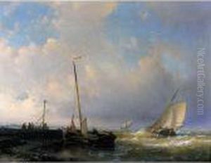 Dutch Yachts Sailing Close To A Pier