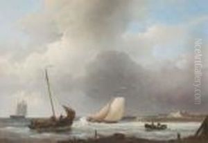 Sailing Boats Off The Dutch Coast by Abraham Hulk Jun.