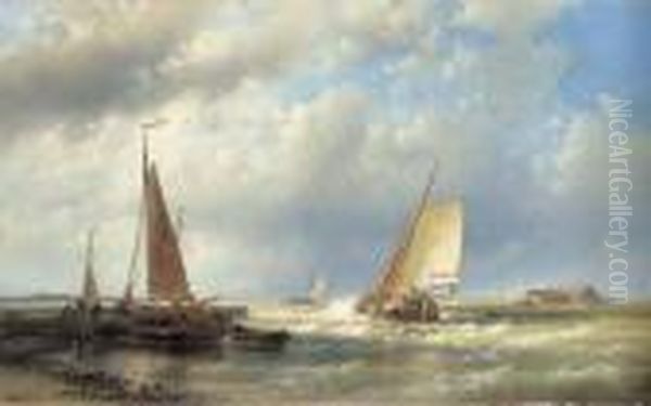 Dutch Barges At The Mouth Of An Estuary - view 1