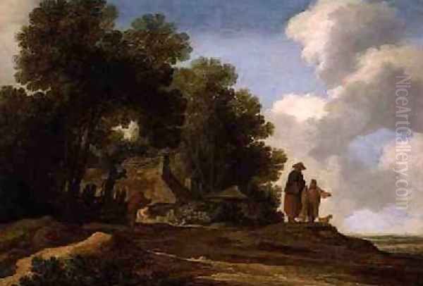 Wooded landscape with figures conversing 1637 - view 1