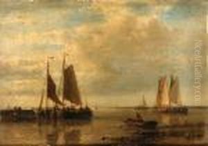 Fishing Boats In An Estuary by Abraham Hulk Jun.