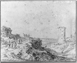 Travellers on a Road outside the Gate of Namur at the Walls of Brussels by Pieter Molijn