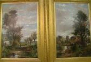 Figures In River Landscapes by Abraham Hulk Jun.