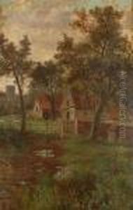 View Of A Farmstead; River Landscape
