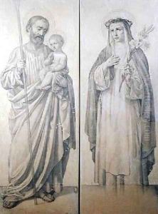 Preparatory drawing of St Catherine of Siena and St Christopher 1871 Preparatory drawing of St Catherine of Siena and St Christopher 1871