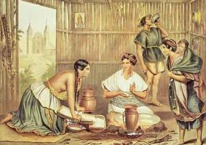 Indians Preparing Tortillas from An Album of the Mexican Republic