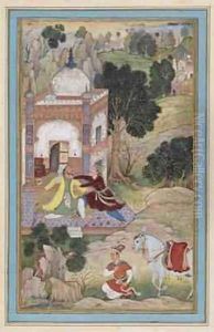 Two Men Fighting Mughal 1587 by Mukunda