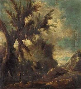 A river landscape with figures in the foreground
