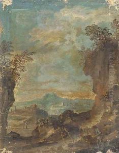 A landscape with travellers on a mountain pass