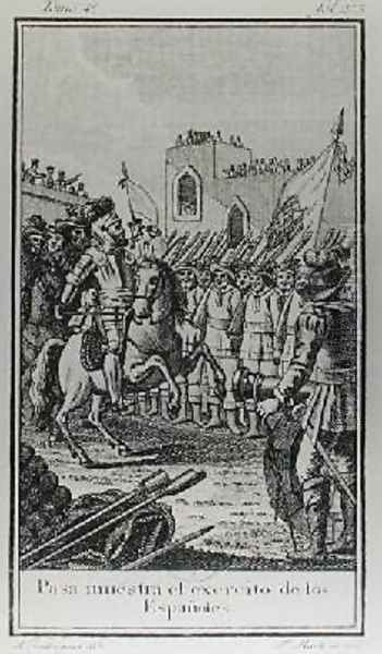 Hernando Cortes 1485-1547 Reviewing his Troops - view 1