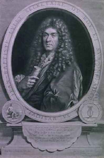 Portrait of Jean Baptiste Lully 1632-87 French composer and operatic director engraved by Jean Louis Roullet 1645-99 - view 1
