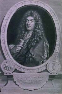 Portrait of Jean Baptiste Lully 1632-87 French composer and operatic director engraved by Jean Louis Roullet 1645-99 by Paul Mignard