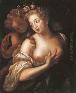 Portrait of a lady as Flora, with Cupid nearby Portrait of a lady as Flora, with Cupid nearby