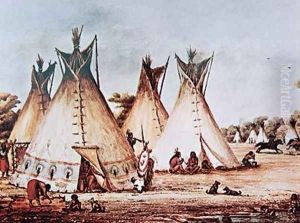 Village of the Kiowa Tribe by Baldwin Mollhausen