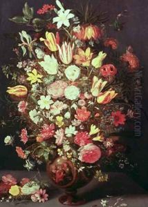 Flowers in a vase by Phillipe de Marlier