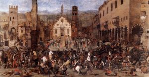 The Expulsion of the Bonacolsi in 1328 in Piazza Sordello Mantua 1494 by Domenico Morone