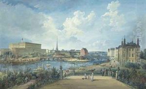 View of Stockholm from the Fersen Terrace with the Palace Makalos by Elias Martin