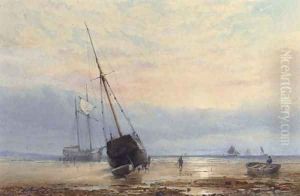 Beached coasters at low tide by Walter William May