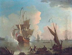 A warship announcing its departure from the anchorage by Thomas Mellish