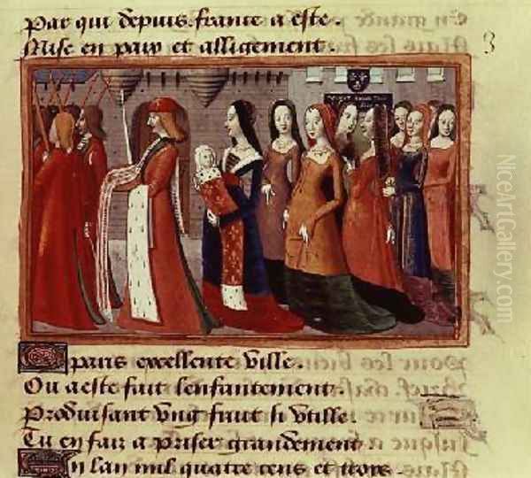 Presentation of the Dauphin 1403-61 the future Charles VII of France to the City of Paris from the Vigils of Charles VII 1484 - view 1
