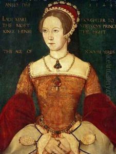 Portrait of Mary I or Mary Tudor 1516-58 daughter of Henry VIII at the Age of 28 1544 by John Master