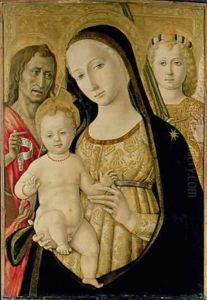 Madonna and Child with St John the Baptist and St Michael the Archangel 1485-95 by di Giovanni di Bartolo Matteo