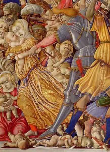 The Massacre of the Innocents detail of a soldier preparing to stab a child and surrounding carnage 1482 - view 1