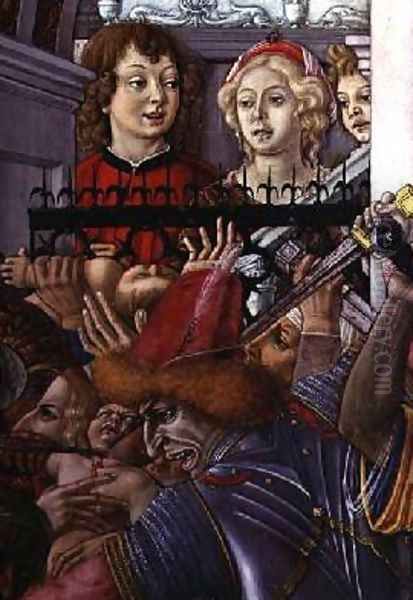 The Massacre of the Innocents detail of two onlookers observing the carnage from the palace 1482 - view 1
