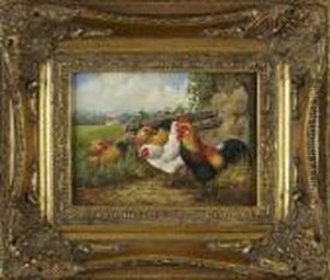 "chickens And Roosters In The Farmyard" by Edgar Hunt