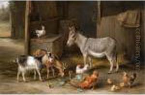 Feeding Time In The Farmyard by Edgar Hunt