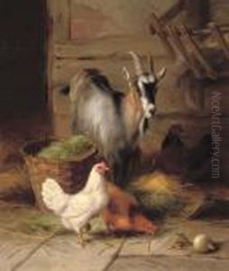 A Goat And Chickens by Edgar Hunt