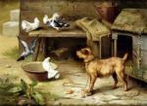 Farmyard Friends, With Goats, Geese And Pigeons by Edgar Hunt