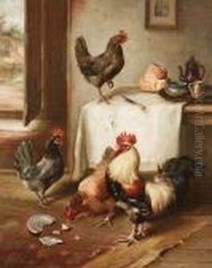 Chickens In A Kitchen by Edgar Hunt