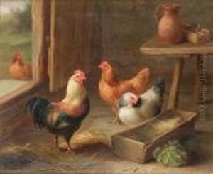 Chickens In A Barn by Edgar Hunt