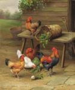 Poultry In A Barnyard by Edgar Hunt