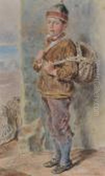 Young Fisher Boy Carrying A Basket - view 1