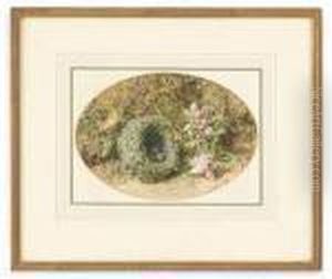 Apple Blossom And A Bird's Nest On A Mossy Bank by William Henry Hunt